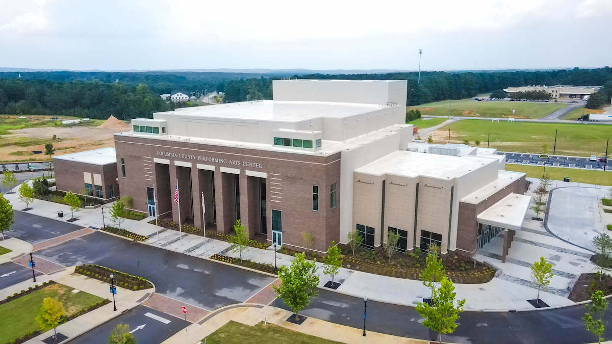 columbia county performing arts center drone angle view